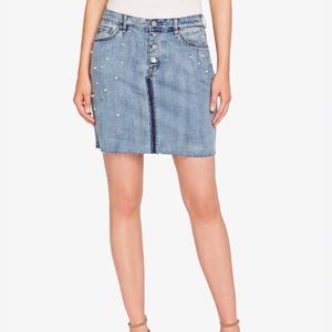 William Rast Embellished Denim Skirt